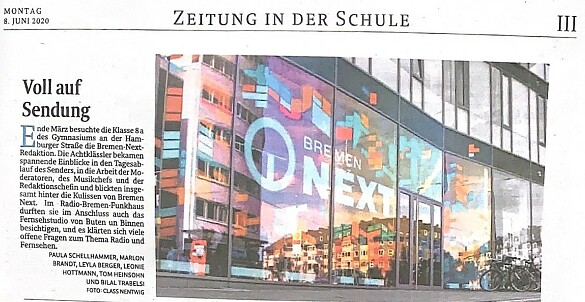 Hier sehen Sie einen Zeitungsartikel aus dem ZiSch-Projekt.